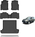KELCSEECS® Floor Mats & Cargo Liner for 2003-2009 Toyota 4Runner 5 Seats, All Weather Protection TPE Floor Liners Front& Rear Row Full Set 4Runner Accessories Black