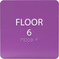 6" X6" Floor 6 Sign - ADA Compliant Tactile Graphics Grade 2 Braille Text Acrylic Wall Signs - Directional Assistance, Floor Number Safety Sign for Office, school Hospital, Apartment