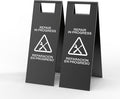 2 Pcs Maintenance Work in Progress Floor Sign , 24 Inch Stainless Steel Repair In Progress Sign Double Sided Foldable Bilingual Commercial Safety Warning for Hotel Market Restroom Restaurant Office (Black)