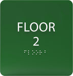 6" X6" Floor 2 Sign - ADA Compliant Tactile Graphics Grade 2 Braille Text Acrylic Wall Signs - Directional Assistance, Floor Number Safety Sign for Office, school Hospital, Apartment