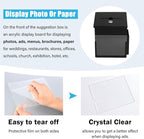 xydled Suggestion Box with Key Lock Acrylic Sign Holder, Metal Donation Ballot Drop Box with Slot Tip Jar for Office, Fundraising, Church, School,8.9''x7.1''x6.3'', Black