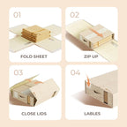 6Pack Sheet Organizers and Storage - King/Queen Size Sheet Storage Organizer with Window, Foldable & Dustproof Sheet Organizer for Linen Closet for Summer Blankets & Sheet Sets,Beige