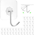 ZESLMG Heavy Duty Sticky Wall Hooks for Hanging, 36 Pack Self Adhesive Hooks 44lb Clear, Removable Large Shower Hook No Damage for Towel Key Coat Picture Wreath Outdoor Bathroom Kitchen, Waterproof