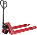 Global Industrial Standard Duty Narrow Pallet Jack with 21" W x 48" L Forks, 5500 lb. Capacity, Manual Pallet Truck for Warehouse, Manufacturing and Retail, Red Powder Coat Finish