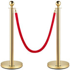 VEVOR Velvet Ropes and Posts 6 Pcs Red Velvet Rope 5 ft, Stanchions Solid Base with Ball Top, Crowd Control Barriers Gold Stanchions, Red Carpet Poles, Crowd Control Ropes and poles for Party Supplies