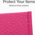 Quality Park Bubble Mailers, 4 x 8 Shipping Envelopes, Self-Seal, Small Pink Padded Envelopes, Redi-Strip Peel Off Closure, 50 Per Box (QUA85917)
