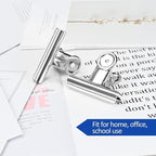 20 Pack Large Metal Hinge Clips 2 Inches Bull Hinge Paper Clips for Crafts, Photo, Drawing, Food Bags at Home, Office, School, Shop - Silver, 51mm