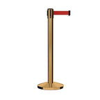 Crowd Control Warehouse CCW Series RBB-150 - Set of 2 Stanchion Retractable Belt Barriers - 16 Foot, Red Belt with Satin Brass Steel Post - Easy Assembly