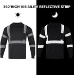 FONIRRA Safety Shirts for Men High Visibility Reflective ANSI Class 2 Hi Vis Construction Work T Shirts Long Sleeve