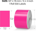 500 Pcs Large Moving Labels for Boxes 3 ×5 Inch Vinyl Self Adhesive Rectangle Stickers Color Coding Labels Waterproof Removable for Storage Bins Classroom Office Warehouse, Fluorescent Pink