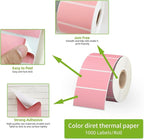 2.25" x 1.25" Pink Direct Thermal Labels, Replacement for Self-Adhesive Address Shipping Barcode Thermal Stickers, Compatible with Rollo & Zebra Thermal Label Printer(1 Roll, 1000 Labels)