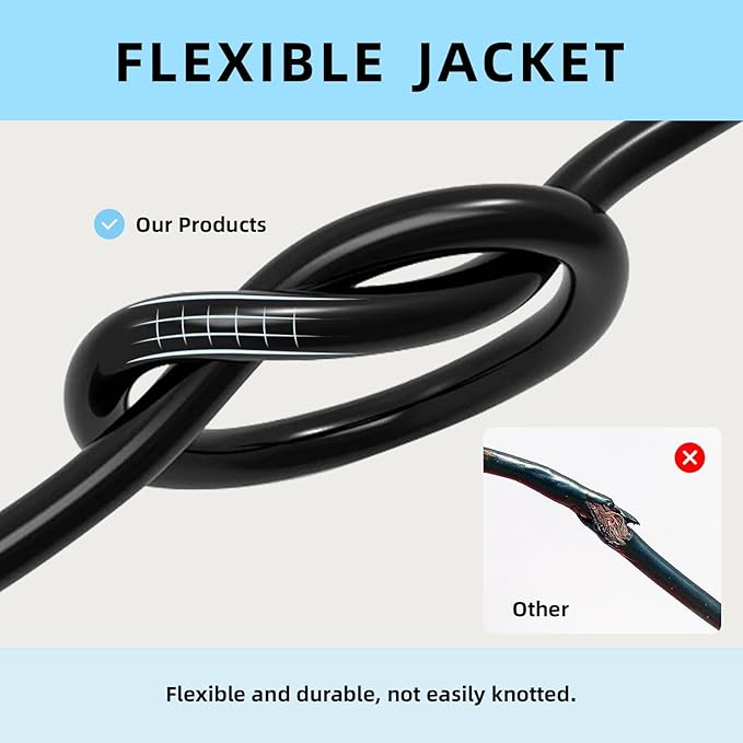 EP 40 Ft Outdoor Extension Cord - 12/3 SJTW Heavy Duty Black Extension Cable with 3 Prong Grounded Plug - Power Cord for Lawn, Garden, Appliances
