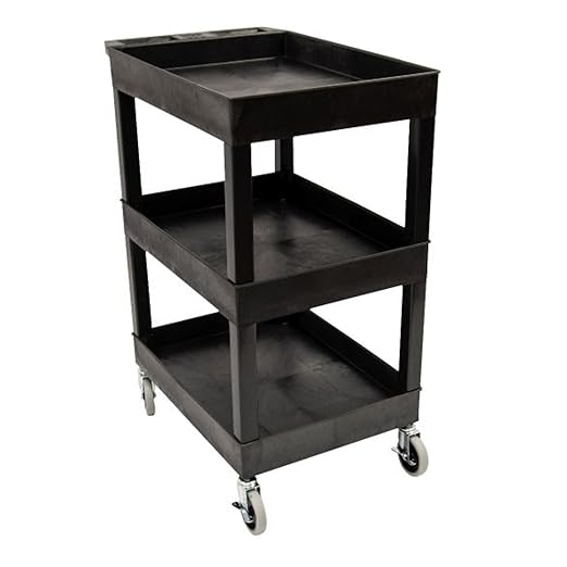 FSE 373-SEC111-B 24" x 18" Plastic Utility Tub Cart - Three Shelf-Black