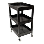FSE 373-SEC111-B 24" x 18" Plastic Utility Tub Cart - Three Shelf-Black