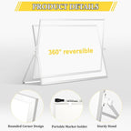 Dry Erase Magnetic White Board, 16" x 12" Double-Sided Desktop Whiteboard with Stand, Portable Small Whiteboard Set for Drawing, Office, Home, School