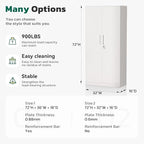 Greenvelly Metal Garage Storage Cabinet, White Steel Lockable Cabinet with 2 Doors and 4 Adjustable Shelves,Utility Metal Filing Cabinet with Lock for Home Office, Garage, Pantry, Kitchen