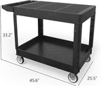 550LBS Utility Cart, Flat top 46x25 Inch Utility Cart with Wheels,Heavy Duty Service Cart-Lipped Shelves,Ergonomic Storage Handle and Swivel Wheels for Warehouse, Garage, Cleaning,Black