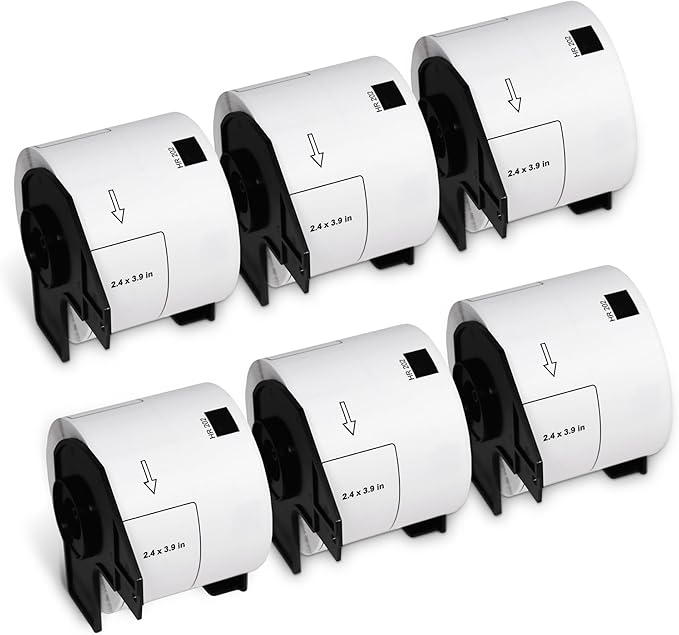 BETCKEY - Removable Film Label Replacement for Brother DK-1202 (2-3/7" x 4"), Durable Waterproof Shipping Label, Compatible with Brother QL Printers [6 Roll, 1800 Labels]
