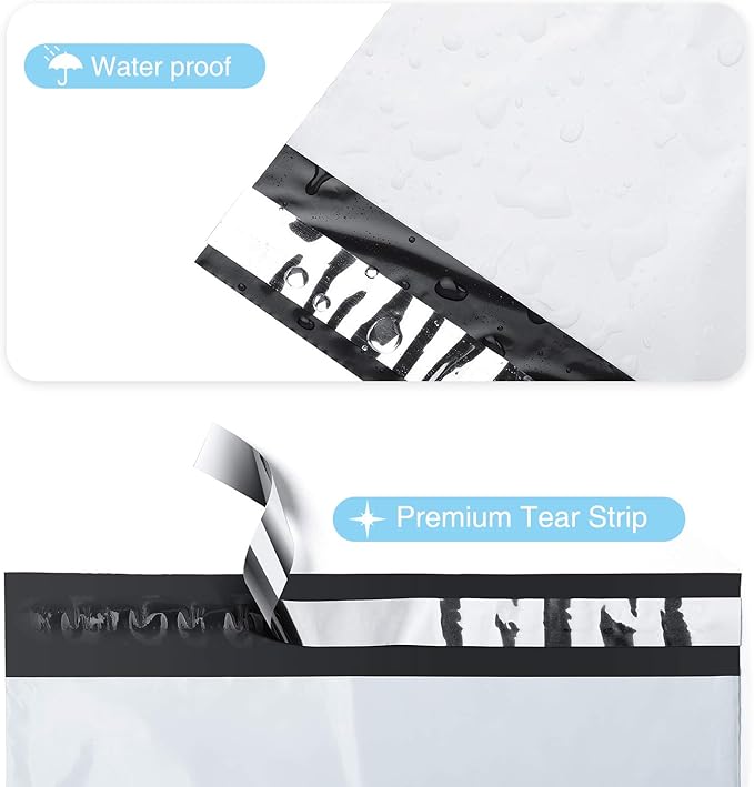 Fuxury 100 Pcs 12x15.5" Poly Mailers,Heavy Duty Shipping Bags for Clothing,Self Seal Plastic Mailing Envelopes for Books Packaging Postal Return Business,White