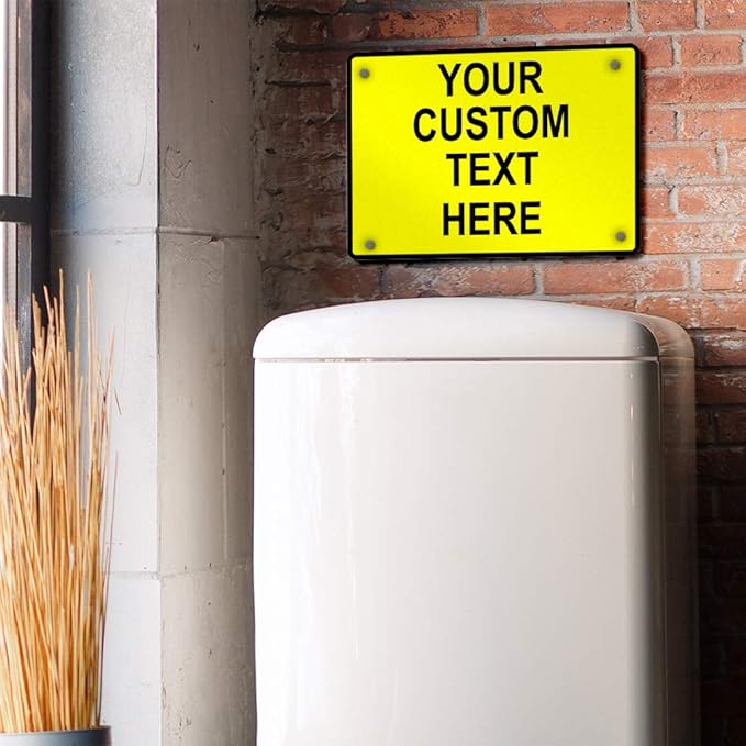 Aluminum Weatherproof Metal Sign Multiple Sizes Custom Personalized Text Here Yellow Black Caution Horizontal Street Signs 10x7Inches