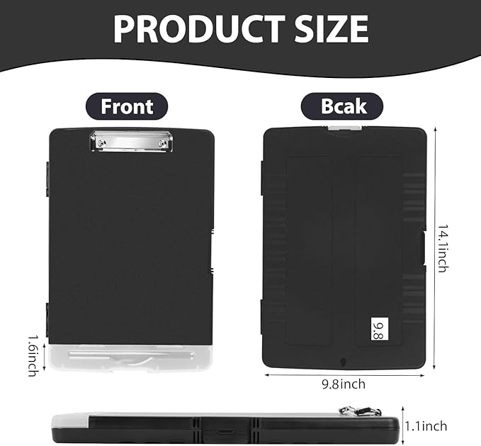 5 PCS Clipboard with Storage High Capacity Plastic Clipboard with Pen Holder Heavy Duty Nursing Clipboards Folder Side Opening Smooth Writing Clipboards with Low Profile Clip for for School & Office