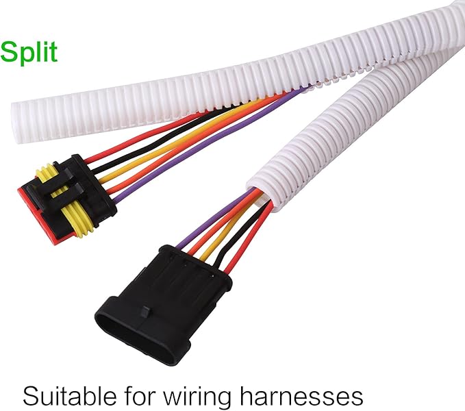 Alex Tech 10ft - 1/2 inch Split Wire Loom Tubing - White