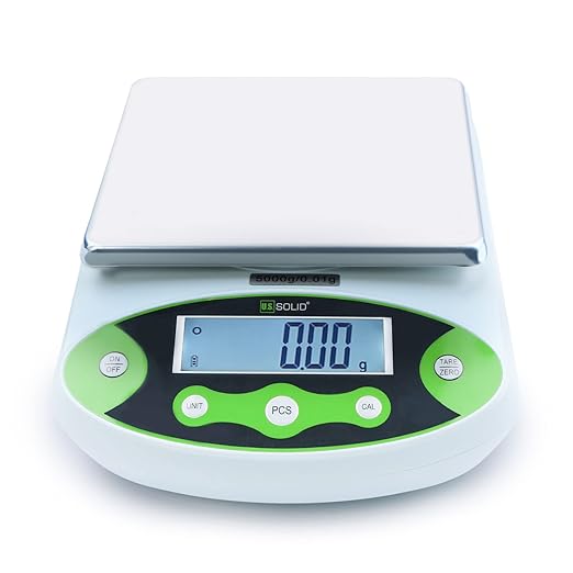 U.S. Solid Digital Analytical Balance 1kg x 0.01g, High Precision Lab Scale, 500g Calibration Weight, 10 Weighing Units, AC 100V-240V & DC 9V, Piece Counting