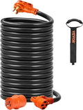 VEVOR 50 Amp RV Extension Cord 50 Feet, Heavy Duty STW 6/3+8/1 AWG Power Cord NEMA 14-50P to 14-50R, with 15A Adapter, LED Power Indicator, for RV Generator Camper, ETL Listed
