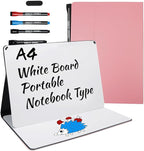 Portable White Board Small Dry Erase Board, 9" x 12" Double Sided Folding Whiteboards with 3 Pens, A4 Reusable Notebook with Storage Mesh Bag for Study, Meeting, Draft, Notes, Doodling