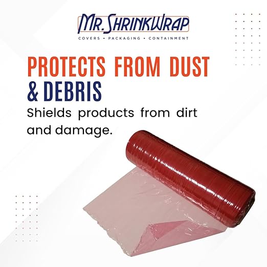 18" x 1500' 80 ga. Hand Film Stretch Wrap - Red (Light Tint) - Case of 4 Rolls