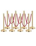 VEVOR Stanchions and Velvet Ropes 8Pcs, Hollow Base with Stainless Steel Post, 6 Red Velvet Ropes and Posts, Crowd Control Barriers Gold Stanchions, Red Carpet Runner Poles for Party Supplies