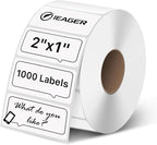 iEager 2x1 Inch Thermal Labels, White Rectangle Thermal Printer Stickers, Durable Shipping Label Printer Sticker for Barcode, Name, Address, 1000 Labels/Roll