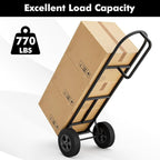 Goplus Hand Truck, P-Handle Hand Truck Dolly with Vertical Loop Handle, 10” Wheels, 15” x 9” Foldable Nose Plate, 660 LBS Capacity, Heavy Duty Metal Dolly Cart for Lifting, Moving, Delivery, Stairs