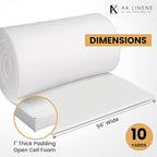 AK TRADING CO. 1” Thick Open Cell Upholstery Foam Padding – 56” Wide – by The Yard – Soft, High-Quality Upholstery, Crafts & DIY Projects Foam