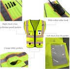 YOWESHOP High Reflective Visibility Safety Vest Custom Your Logo Safety Workwear with Reflective Strips and Pockets