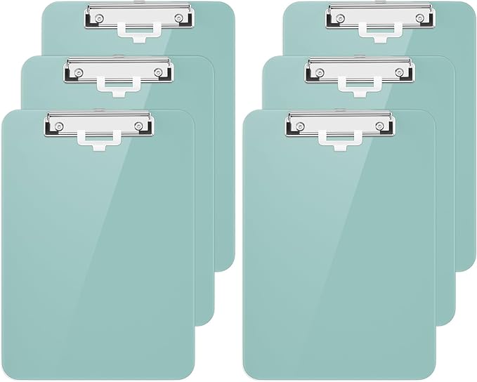 Hongri Plastic Clipboard with Pen Holder, Green 8.5x11 Letter Size Clip Board for Classroom, Office, Students, Nurses and Women, Low Profile Clip, Size 12.5 x 9 in(Pack of 6)