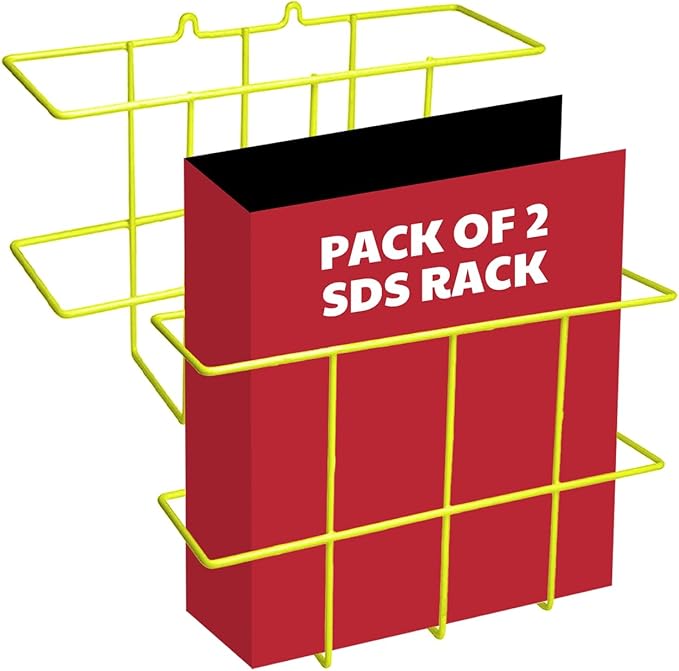 Performore 2 Pack Binder Display Rack, SDS/MSDS Wire Wall Mount Rack with Mounting Hardware, Bright Yellow Wire-Coated