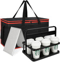 Cooler Insulated Food Delivery Bag & Drink Carrier with Hard Bottom, XXX-Large Pizza Bags for Doordash/Uber Eats, Grocery Catering Travel Thermal Frozen Carrier, Cold Warmer Accessories for Door Dash