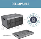 CleverMade Collapsible Storage Bins with Lids - Stone 3 Pack 62L - Plastic Containers Stackable Organization Crates Home Closet Space-Saving Durable