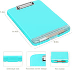 Piasoenc Clipboard with Storage, 8.5 x 11 Organization Box with Pen Holder and A4 Legal Paper Folder, Heavy Duty Plastic, Folio & Side-Opening, Low Profile Clip for Nurses, Teachers, Peacock Green