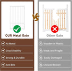 2 Panels Full Metal Freestanding Dog Gates, 40” W x 32” H Folding Pet Gate Fence with Support Feet for Indoor,Stairs, Hallways and Doorways(White)
