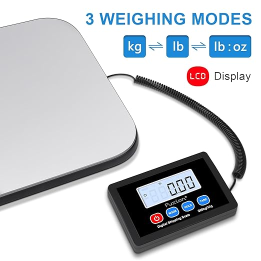 Fuzion-LiftX Shipping Scale, 440LB/200KG x 10g Digital Postal Scale, Hold/Tare Function, Shipping Scale for Packages Small Business/Luggage/Mailing/Postage, Battery & AC Adapter Included