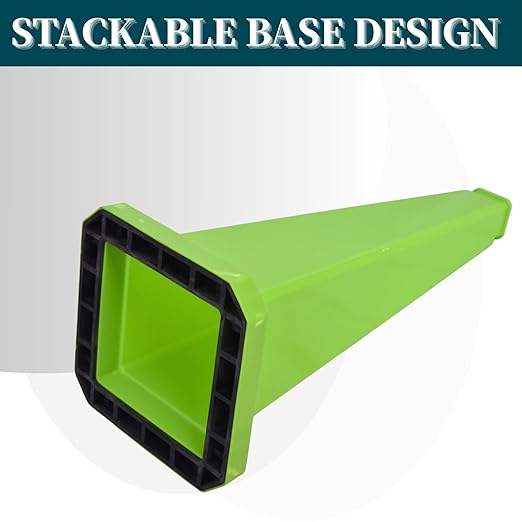 BESEA 3 Pack 28" Bright Green Traffic Safety Cones with Weighted Base, High-Visibility Parking Cones for Driveways, Business Parking Lots, Garages, Indoor/Outdoor Use