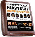 WHITEDUCK Super Heavy Duty Poly Tarp Cover 16 Mil & 10 Mil with Grommets and Reinforced Edges (Brown, White & Silver Black) (Brown- 16 Mil, 30' x 30')