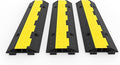 3 Pack 2-Channel 11,000 lbs per Axle Capacity Rubber Cable Protector Ramp – Driveway Wire Cord Guard with Traffic Speed Bump for Indoor and Outdoor Use