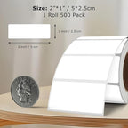 White Color Coding Labels 1 × 2 Inches Self-Adhesive Vinyl Rectangle Stickers Waterproof Name Tags Removable Roll for Office School Home 500 PCS
