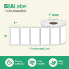 12 Rolls 2" X 1" Thermal Labels, 1300/Roll - Direct Thermal Labels Compatible with Zebra & Rollo Printers, BIAlabel