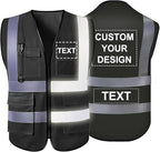 Personalized Safety Vest Custom High Vis Vest Customize Logo Safety Vest with Reflective Strip 5 Pockets Workwear