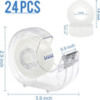 24 Pcs Transparent Tape with Dispenser, 0.7 in x 1000 in Clear Tapes and Refillable Dispensers, Office Tape Rolls with Dispenser Bulk for Craft Jobs, Gift Wrapping, Repairing, Home and School