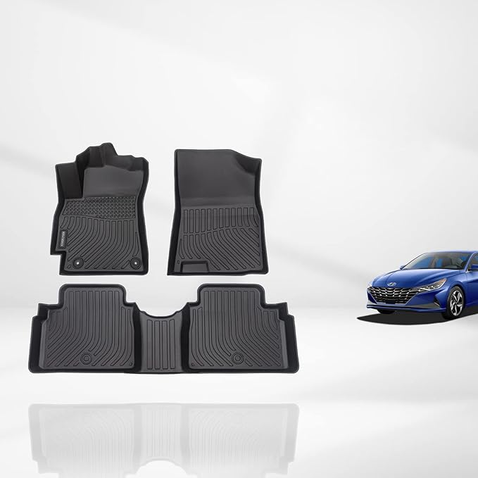 KELCSEECS® Floor Mats Custom Fit for Hyundai Elantra 2026 2025 2024 2023 2022 2021& Elantra N All Weather Protection TPE Heavy Automotive Floor Liners 1st & 2nd Row Full Set Accessories, Black